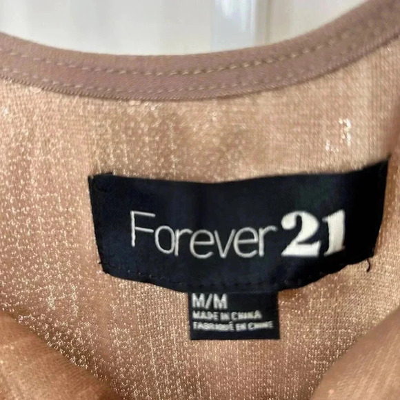 2/$30 Forever 21 Size Medium Sequin Rose Gold Strappy Mini Dress Sparkly - Picture 5 of 10